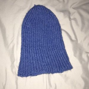 Blue knit beanie hat